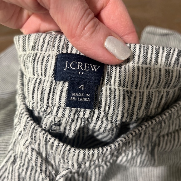 J crew factory linen drawstring ankle pants black and white striped - Picture 4 of 7